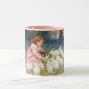 Caneca Menina Alimentando os Coelhos (por Frederick Morga