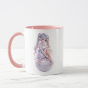 Caneca Menina Anime Fofa Sentada