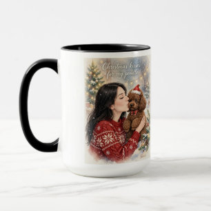 Caneca Menina beijando cachorrinho Poodle–Mãe Poodle