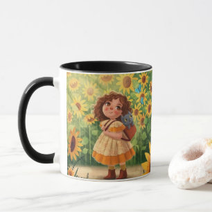 Caneca Menina Caprichosa do Sol com Gato – Kind Ones Café