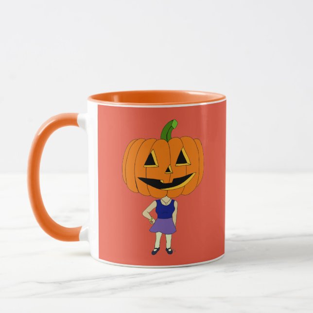 Caneca menina chibi da cabeça de abóbora (Esquerda)