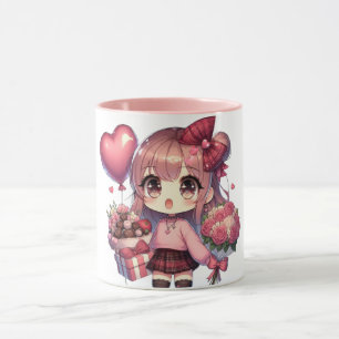 Caneca Menina de animação Dia de os namorados bonita