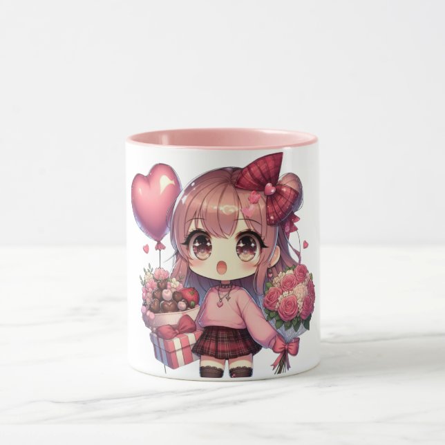 Caneca Menina de animação Dia de os namorados bonita (Centro)