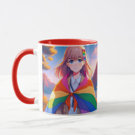 Caneca Menina de anime com LGBTQIA+ Cabo