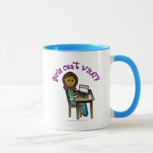 Caneca Menina de Computador Escura