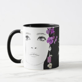 Caneca Menina de gótico de tendências florais fofinha e r
