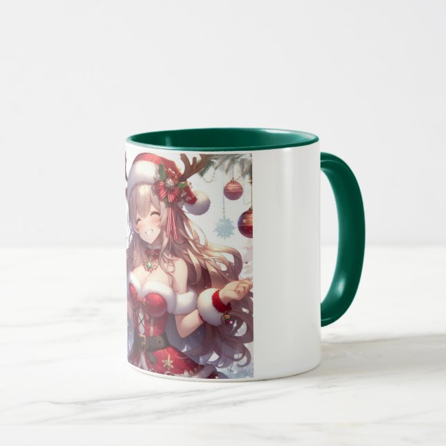 Caneca Menina de Natal de animação bonita (Frente Esquerda)