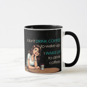 Caneca Menina de Pin-up—Eu Acordar para Beber café
