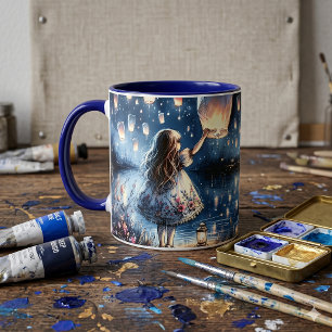 Caneca Menina do Lago de Lanterna Celeste Caprichosa 
