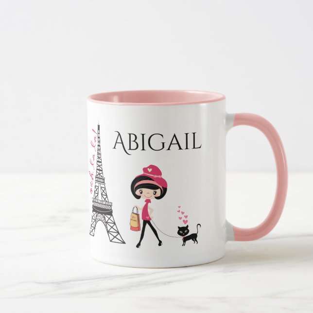 Caneca Menina e Torre Eiffel Personalizada em Paris (Direita)