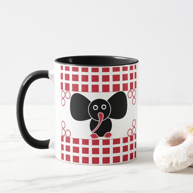 Caneca Menina Elefante Bebê Para Crianças (Com Donut)