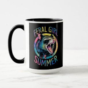 Caneca Menina Feral Verão Gambá Tie Dye Guaxinim