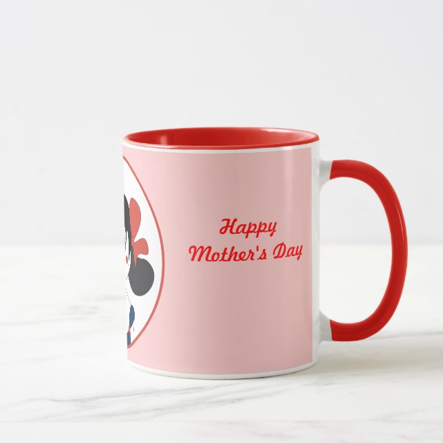 Caneca Menina Fofa com Laços Vermelhos Ilustração Infanti (Direita)