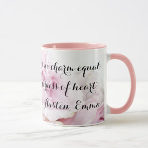 Caneca Menina Jane Austen Livro Citação Rosa Rosa Rosa 