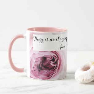Caneca Menina Jane Austen Livro Citação Rosa Rosa Rosa 