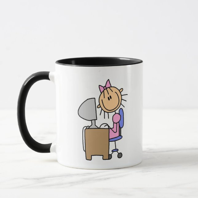 Caneca Menina no Computador (Esquerda)