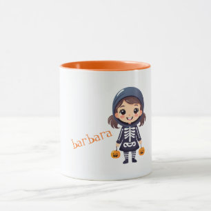 Caneca Menina no Skeleton do Halloween