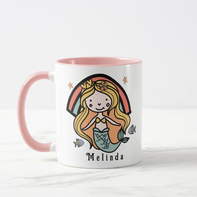 Caneca Menina Personalizada da Sereia Cura Escandinava (Esquerda)