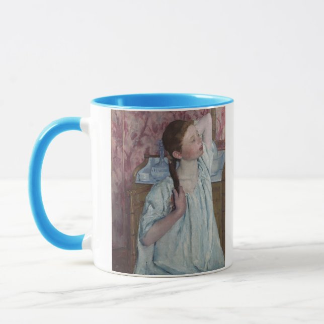 Caneca Menina que arranja seu cabelo, 1886 (óleo em (Esquerda)