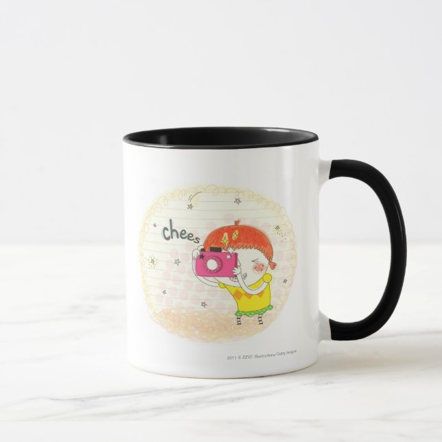 Caneca Menina que guardara a câmera, clicando (Direita)
