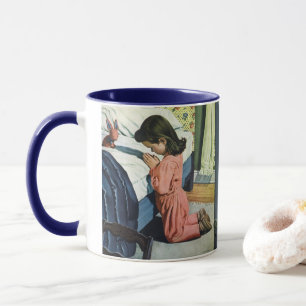 Caneca Menina rezando na hora de dormir, a oração do Senh