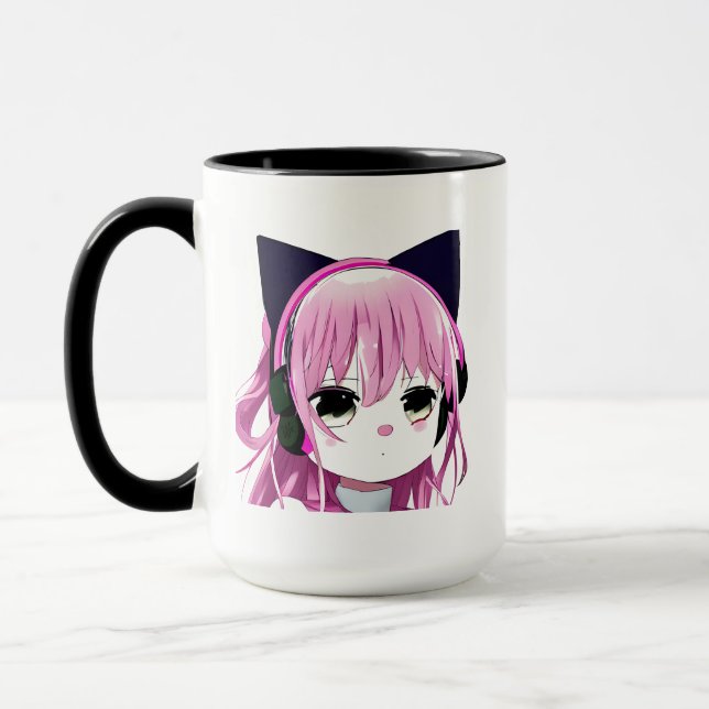 Caneca Menina rosa de animação em Fones de ouvido de ouvi (Esquerda)
