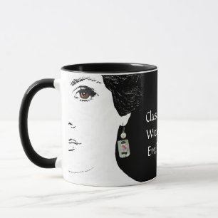 Caneca Menina rosto floral moda femme nome personalizável