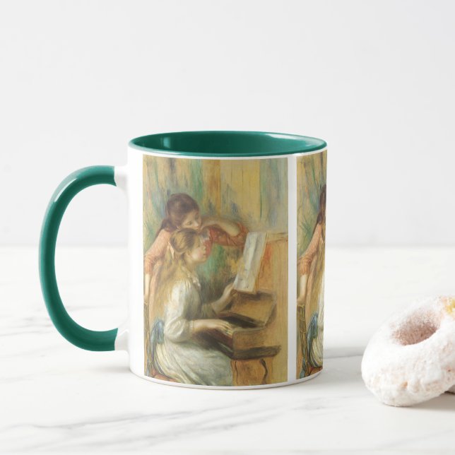 Caneca Meninas jovens no Piano por Pierre Renoir (Com Donut)