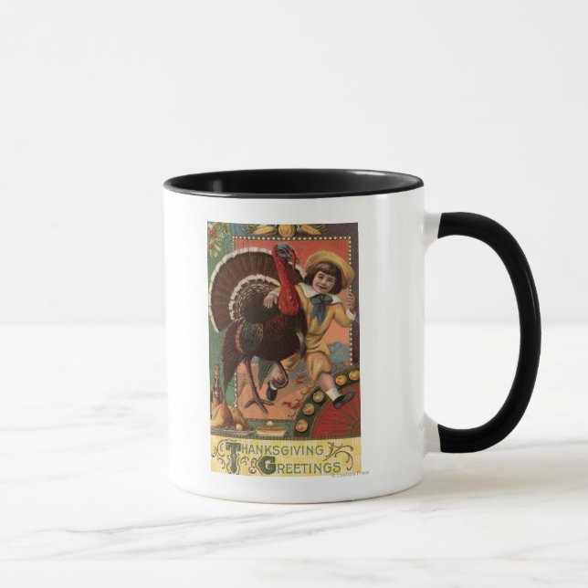 Caneca Menino com Braço em torno de uma Turquia (Direita)