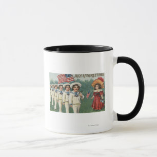 Caneca Meninos de marcha vestidos como marinheiros