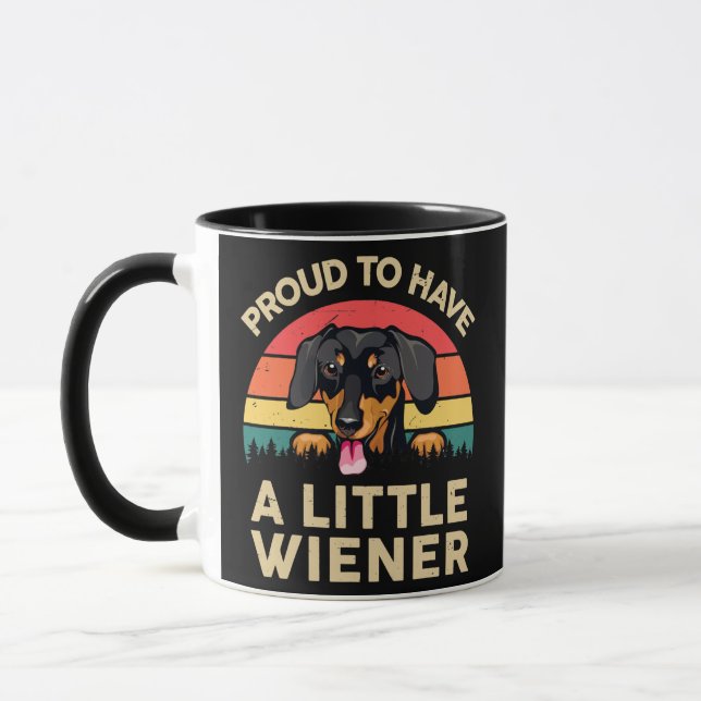 Caneca Mens Weenie Dog Pai Orgulhoso De Ter Um Pouco De E (Esquerda)