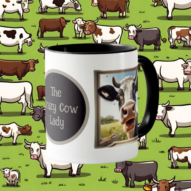 Caneca mensagem de adição de uma vaca louca (Criador carregado)