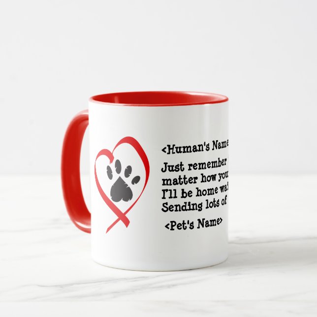 Caneca Mensagem de animação personalizável para cães gato (Frente Esquerda)