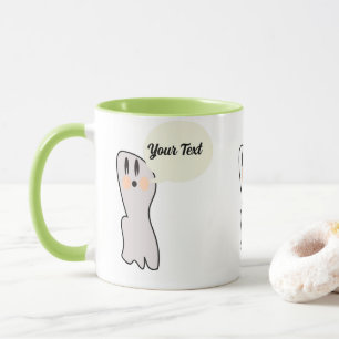 Caneca Mensagem de Nome Fantasma Retro Halloween 