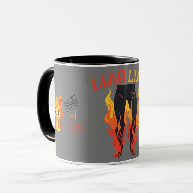 Caneca Mentiroso, Mentiroso, Calça em Chamas (Frente Esquerda)