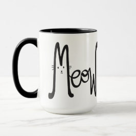 Caneca MEOW Moderno Minimalista Gato Preto Mãe Script Cap