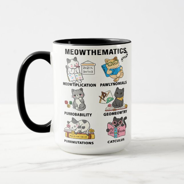 Caneca Meowthematics Funny Math Cat Puns For Math Lovers (Esquerda)