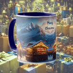 Caneca Mercado de Natal nas montanhas - costume<br><div class="desc">Esta Mug apresenta uma aldeia de neve profunda nas montanhas à noite. As pessoas caminham grosseiramente vestidas sobre o mercado de Natal festivamente iluminado. Um motivo romântico para todos que amam o Natal! Bonito e personalizado presente de Natal para qualquer um!</div>