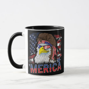 Caneca Merica Bald Eagle Mullet 4 de julho Americano