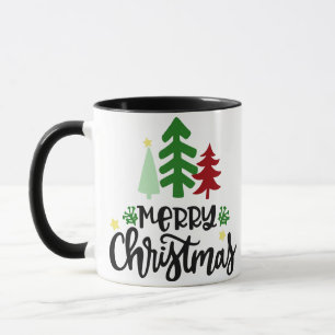 CANECA MERRY CHRISTMAS COM ÁRVORES