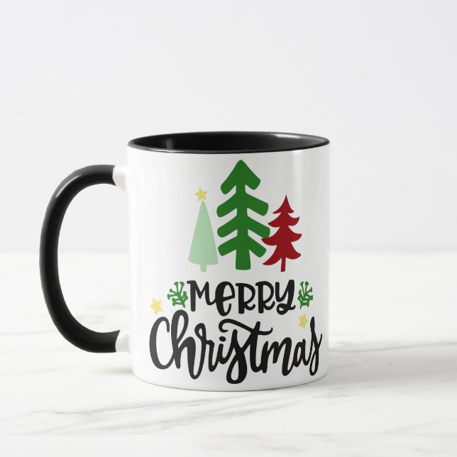 CANECA MERRY CHRISTMAS COM ÁRVORES (Esquerda)