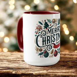 Caneca Merry Christmas Festive Ornamental Family