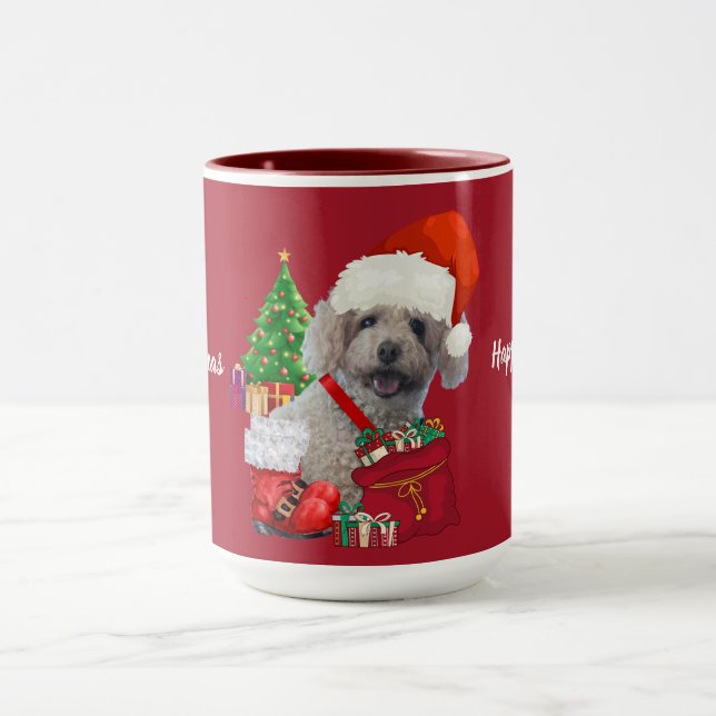 Caneca Merry Christmas Poodle Red Coffee (Centro)