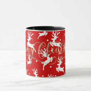 Caneca Merry Christmas Reindeers Red