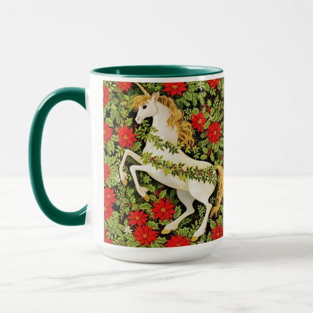 Caneca Merry Christmas Unicorn Red Green White (Esquerda)