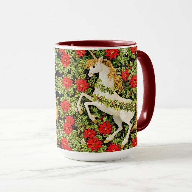 Caneca Merry Christmas Unicorn Red Green White (Frente Esquerda)
