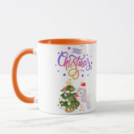 Caneca Merry Christmas unicórnio colorido Mug