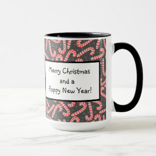 Caneca Merry Natal Peppermint Candy Canes Snowflakes