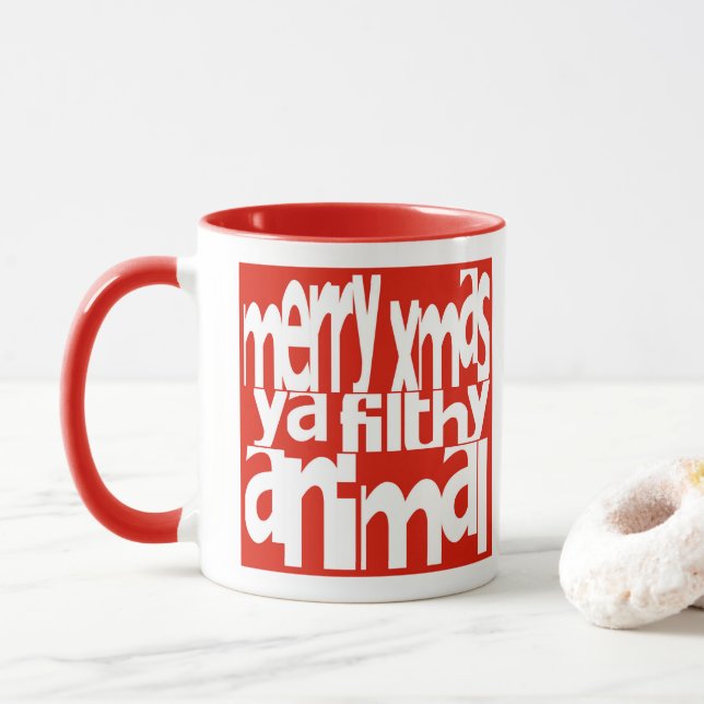 Caneca Merry Xmas Ya Filthy Animal Christmas Mug (Com Donut)