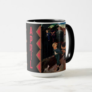 Caneca Mês de abril Jesse Wilcox Smith Boy and Girl
